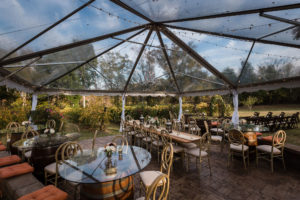 Sheltered outdoor seating in winery