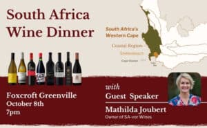 South Africa Wine Dinner Foxcroft Greenville SC