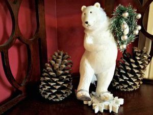 Ice skating polar bear figurine 