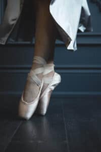 Ballet slippers being worn