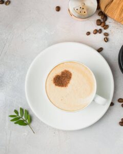 Latte with heart in foam