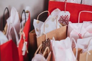 Christmas gift bags .