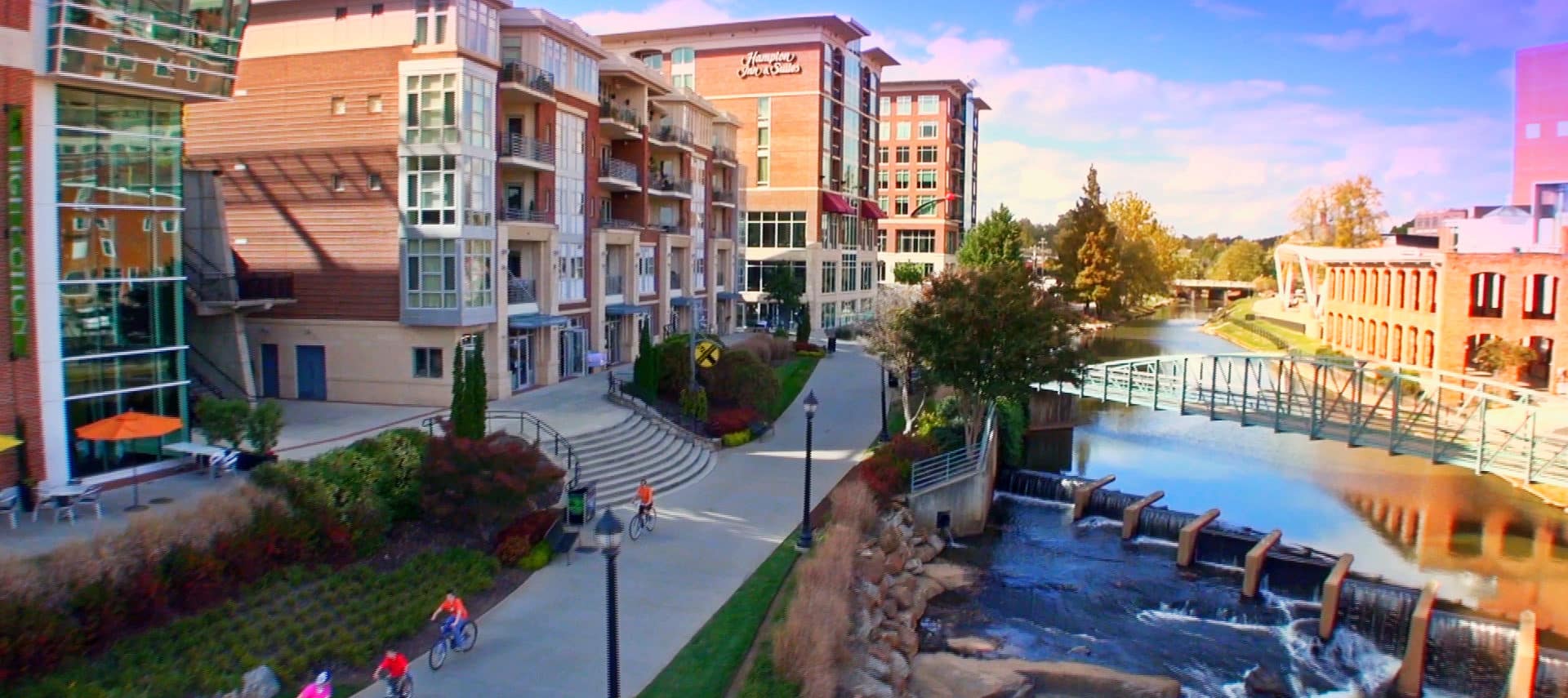 Reedy River running through downtown Greenville